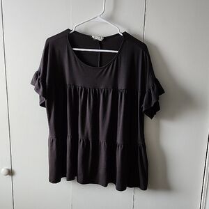 Women's Black Ruffle Sleeve Top